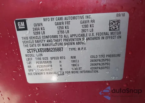 2011 GMC Terrain Slt-2 z USA, uszkodzony, nr VIN 2CTFLXE58B6235887